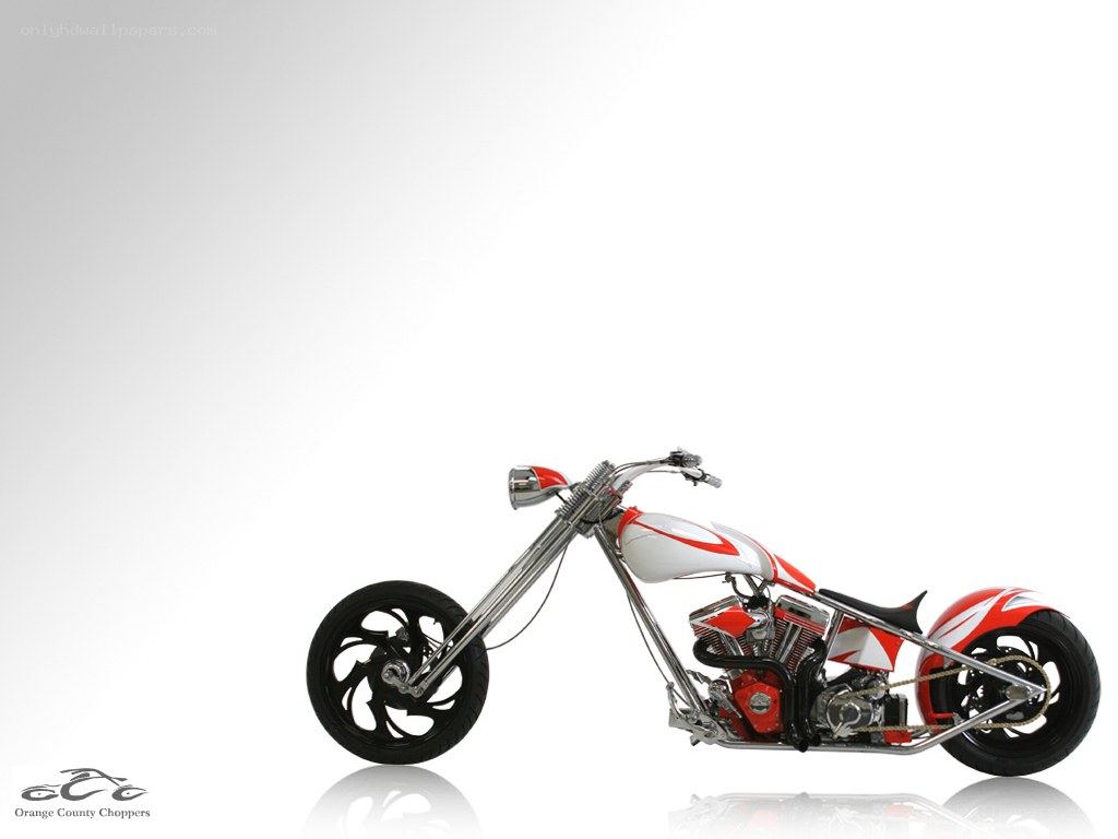 red and white chopper motorcycle