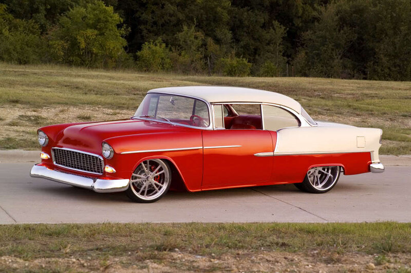 Red and white classic car