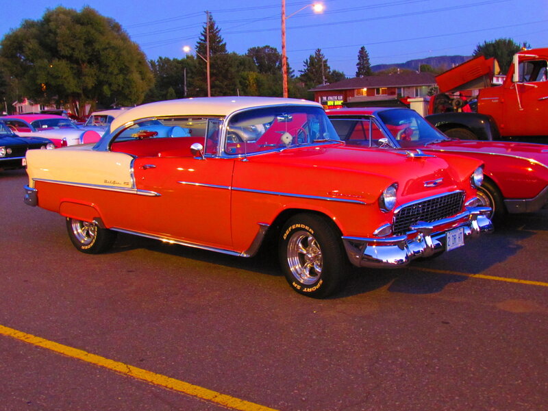 Red and White Classic Car — Calm, Sunset