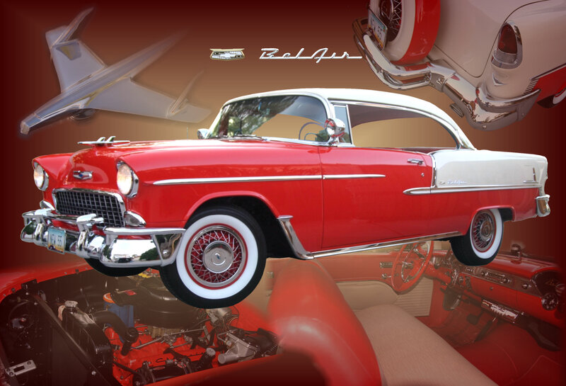 Red and White Classic Car — Dramatic