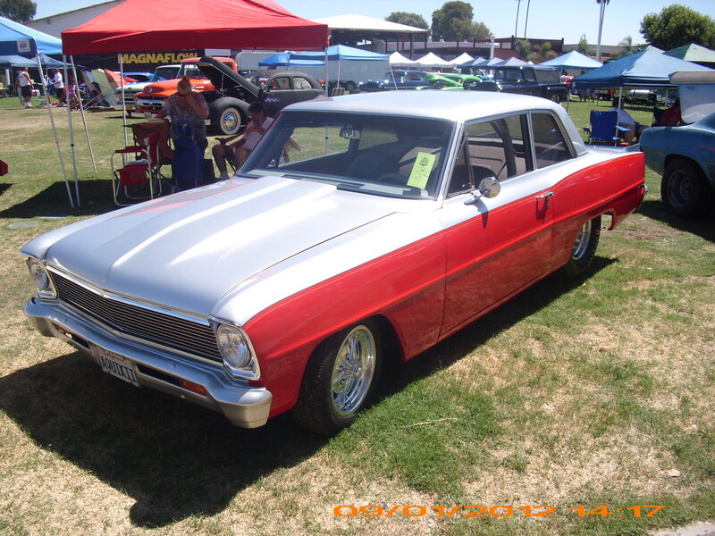 Red and White Classic Car — Outdoor, Afternoon, Photograph