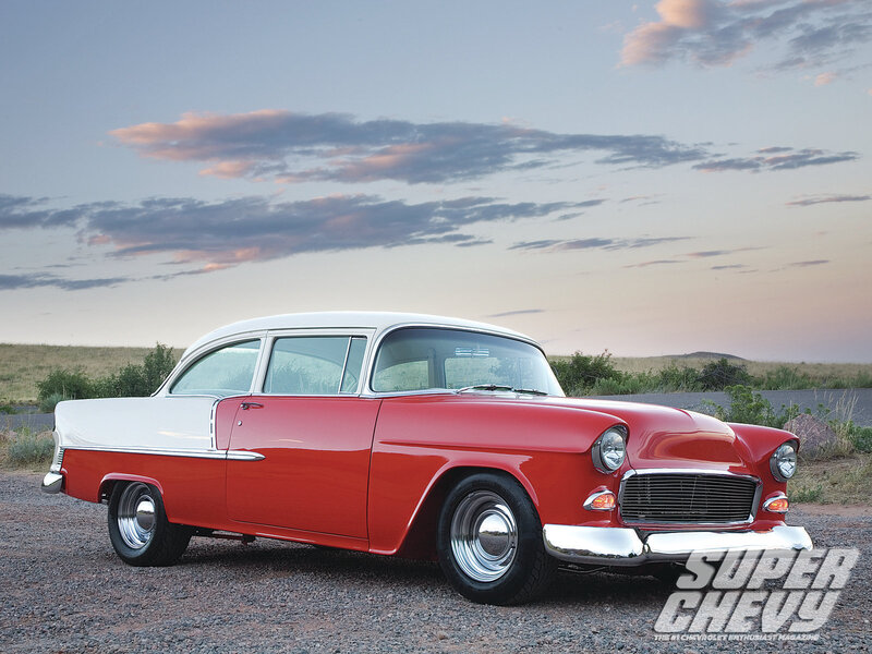 Red and White Classic Car — Serene, Sunset