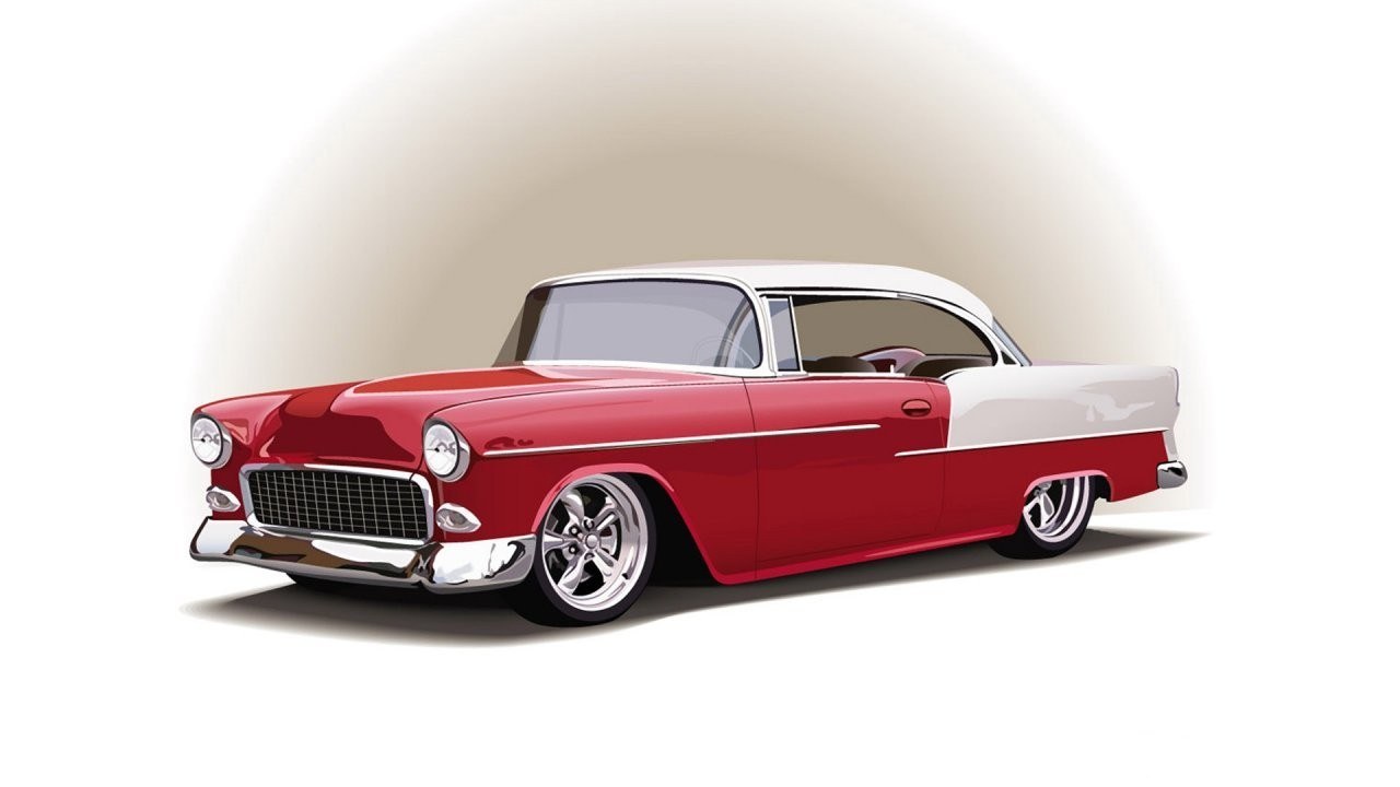 Red and white classic car