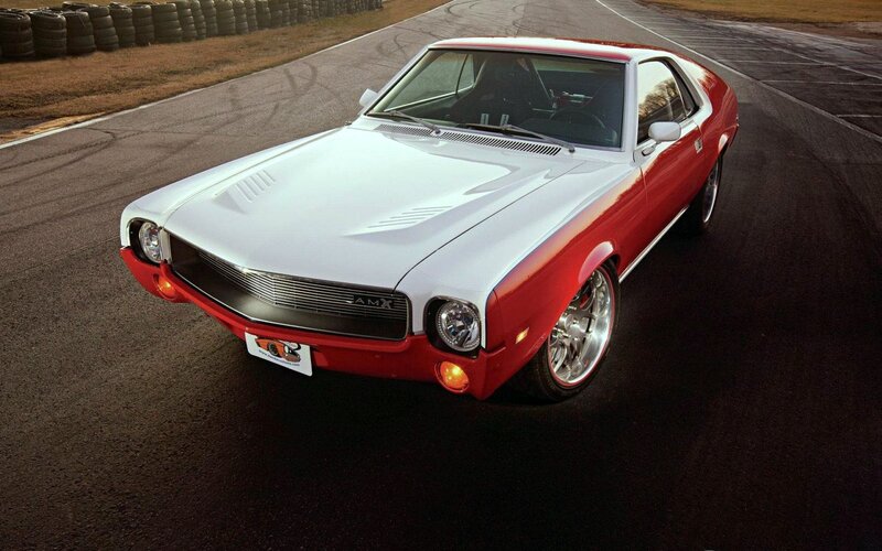 Red and white classic muscle car