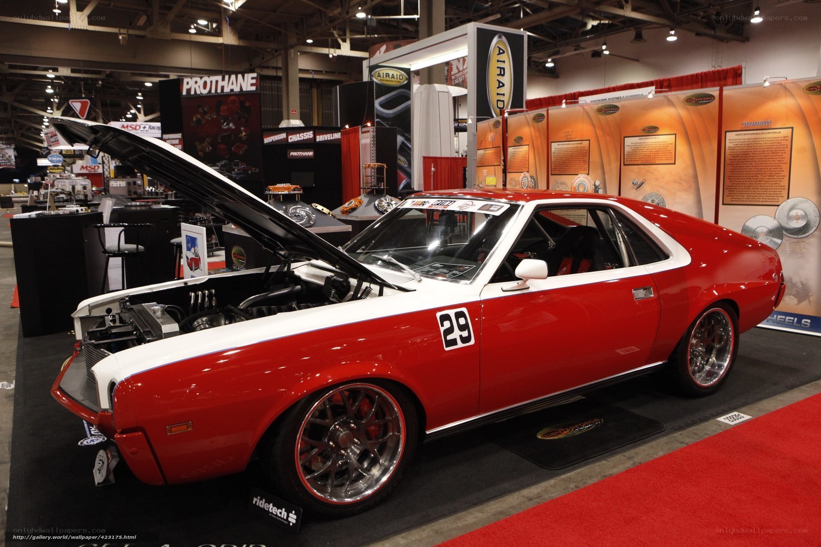 Red and white classic race car