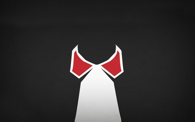Red and White Collar — Black, Minimalist