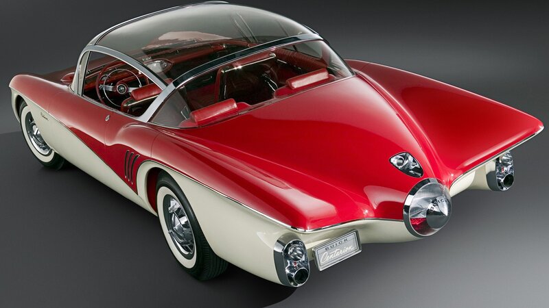 Red and White Concept Car — Dramatic, Photograph, Steering Wheel, Exhaust Pipes