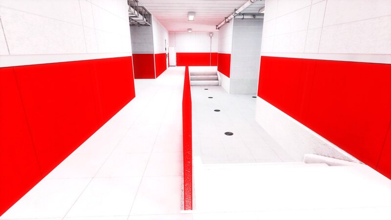 red and white corridor