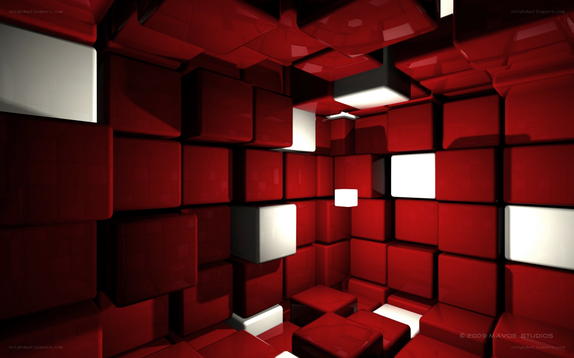 Red and white cube room