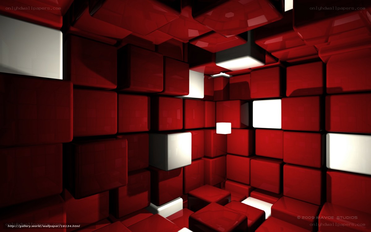 Red and white cube room