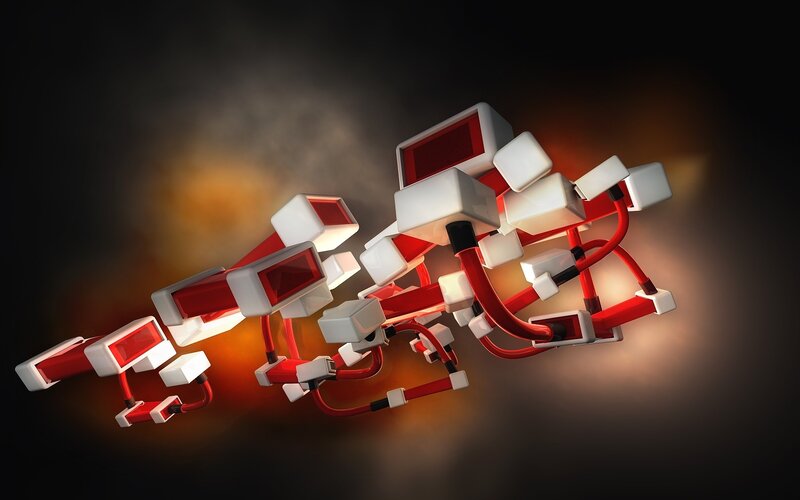 Red and White Cubes — Dramatic