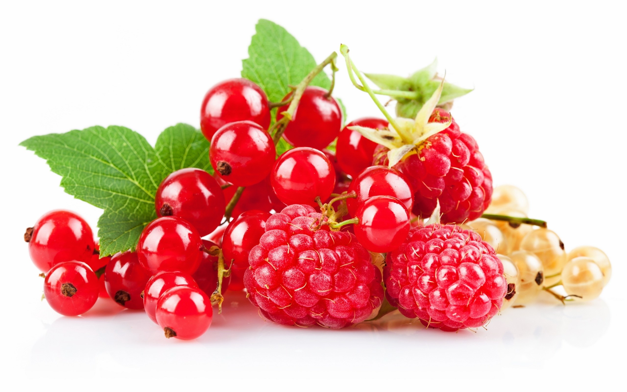 red and white currants with raspberries