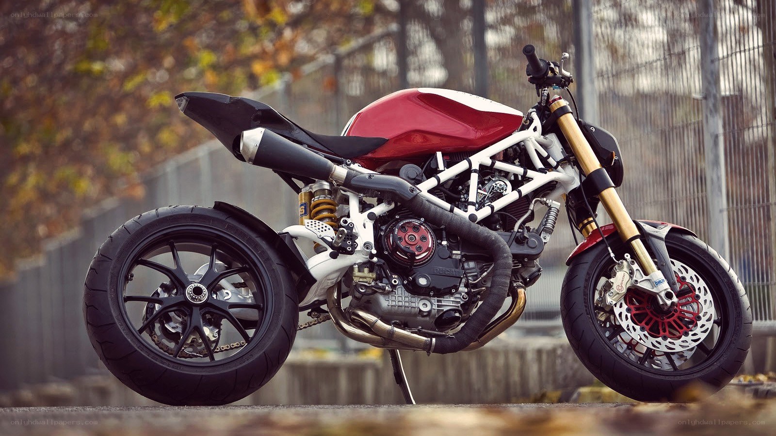 red and white custom motorcycle