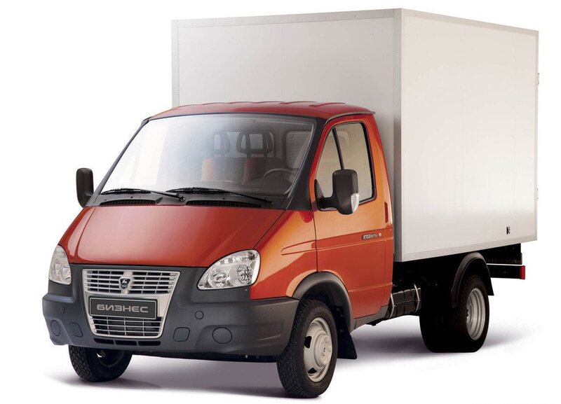 red and white delivery truck
