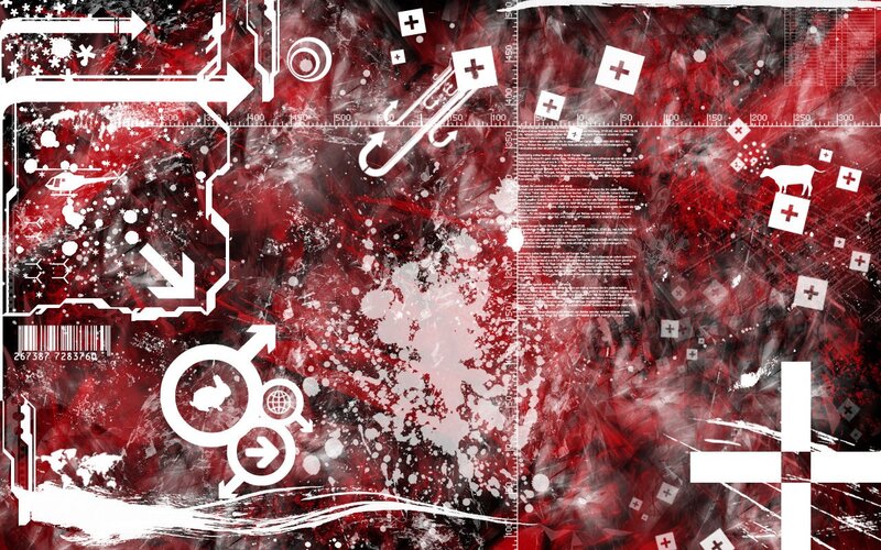 red and white digital collage