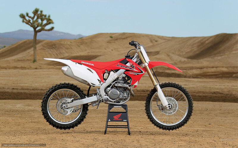 Red and White Dirt Bike — Desert, Afternoon