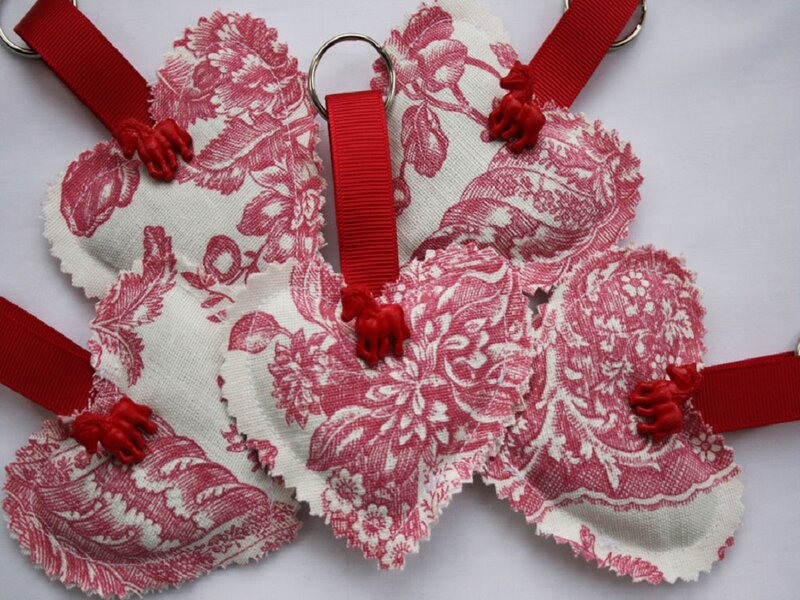 Red and White Fabric Hearts