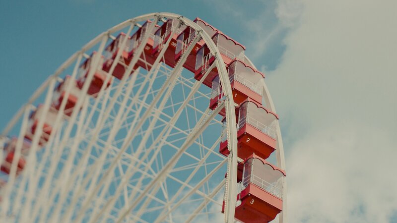 Red and White Ferris Wheel — Calm, Afternoon