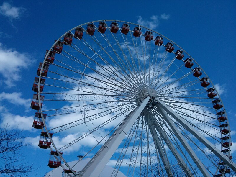 Red and White Ferris Wheel