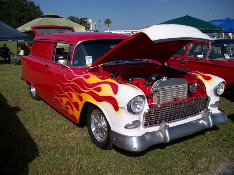 Red and White Flame Car — Outdoor