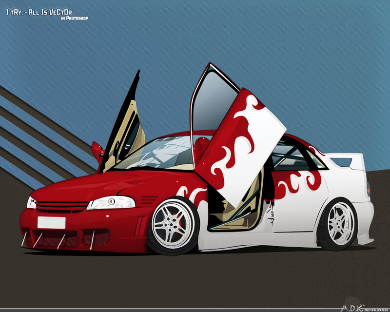 red and white flame car