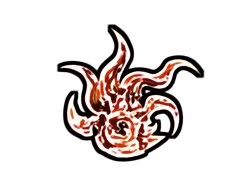 Red and White Flame Symbol