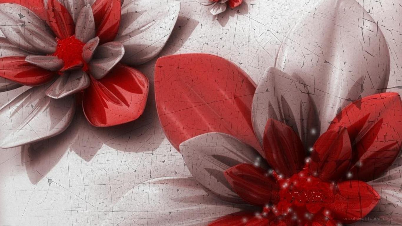 red and white floral design