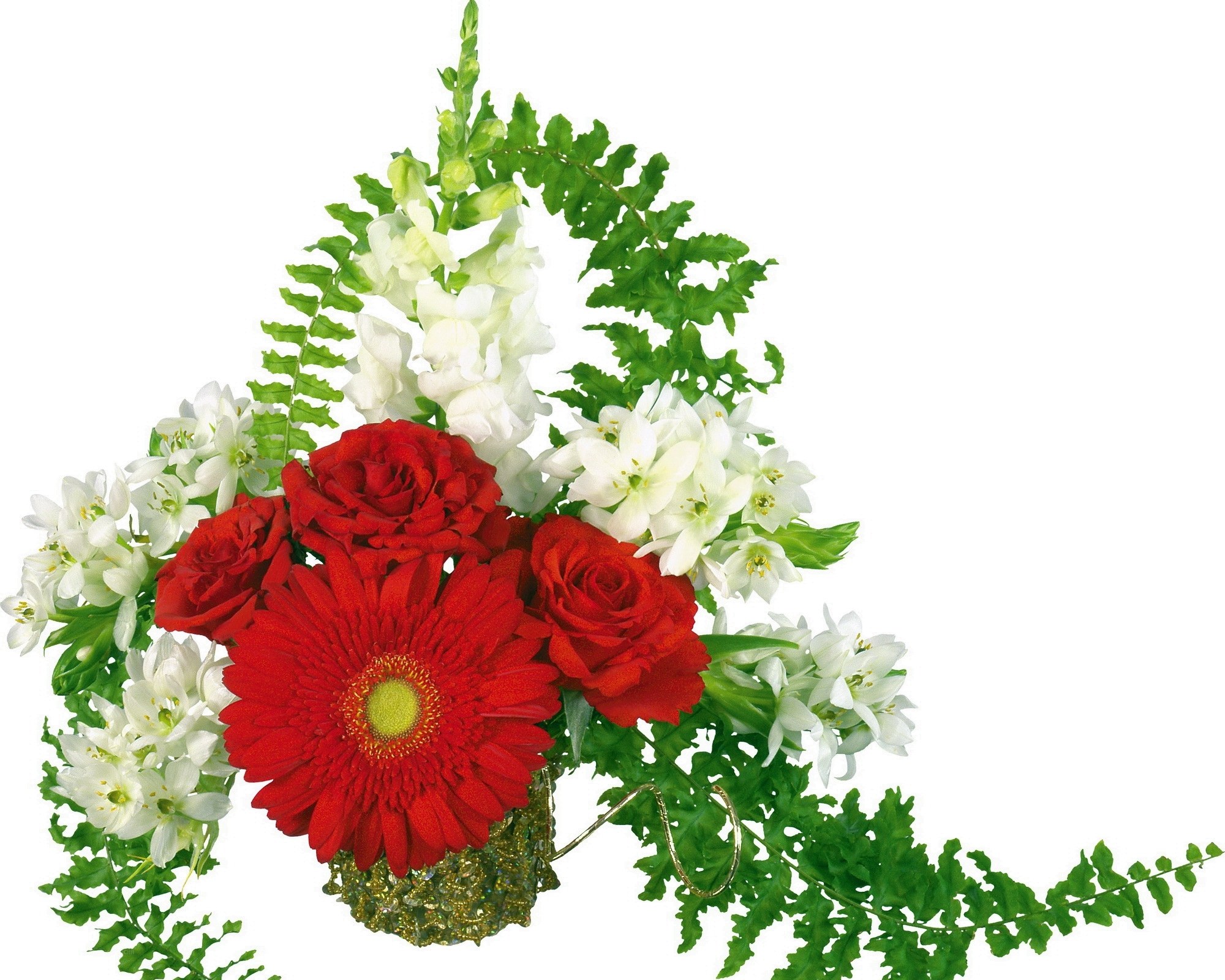 red and white flower arrangement