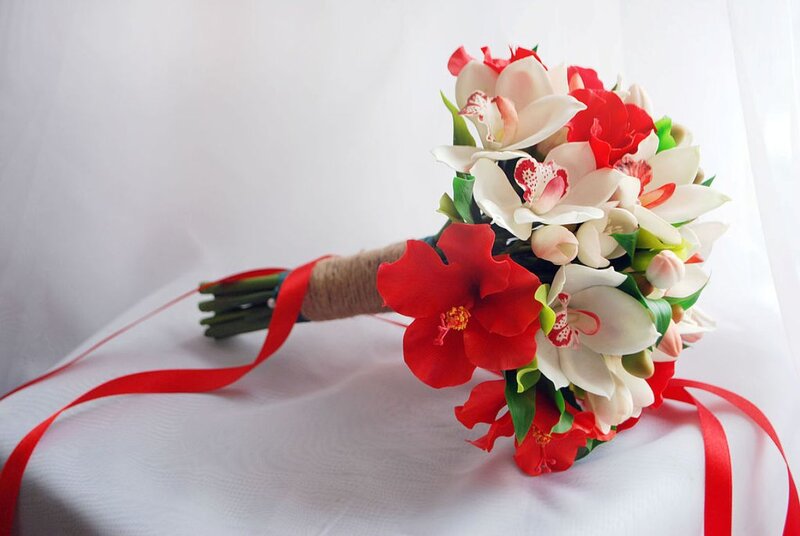 Red and White Flower Bouquet — Calm, Photograph