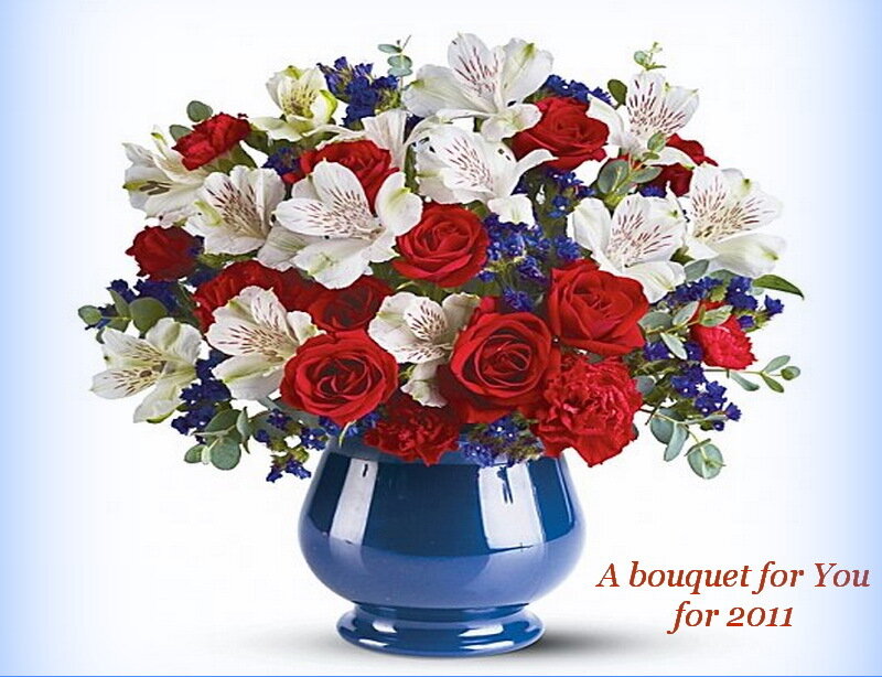 Red and White Flower Bouquet — Festive