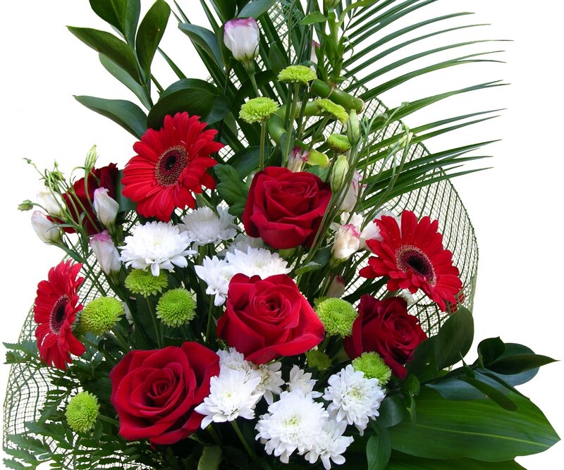 Red and white flower bouquet