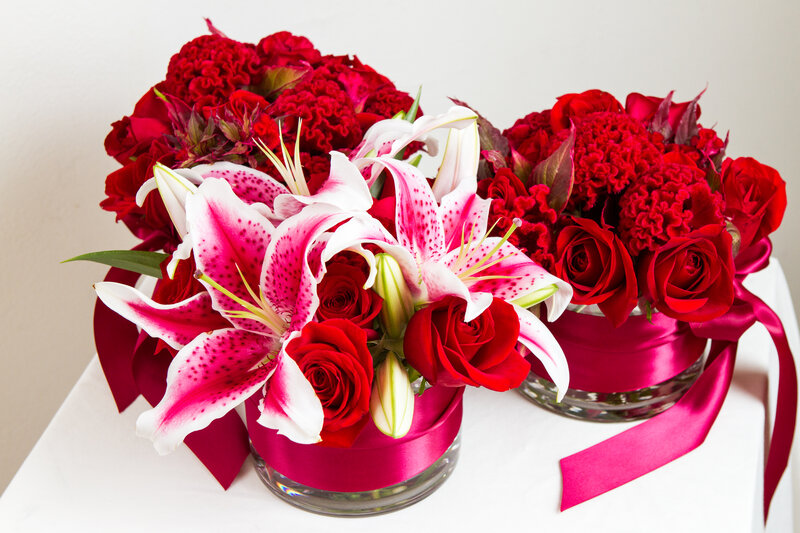 Red and White Flower Bouquets