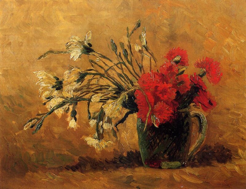 Red and White Flowers — Calm, Painting
