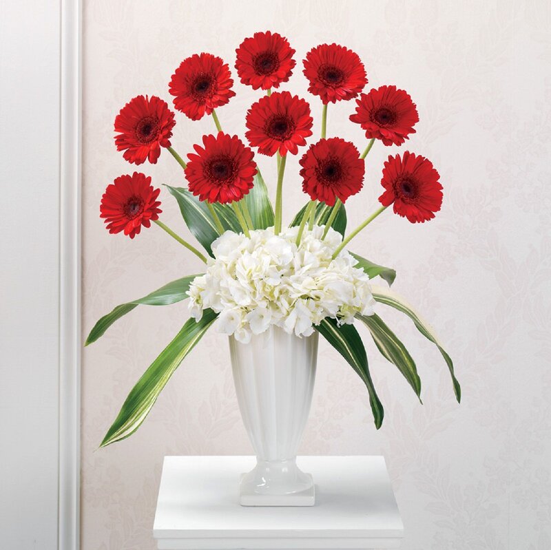Red and White Flowers — Calm, Photograph, Vase