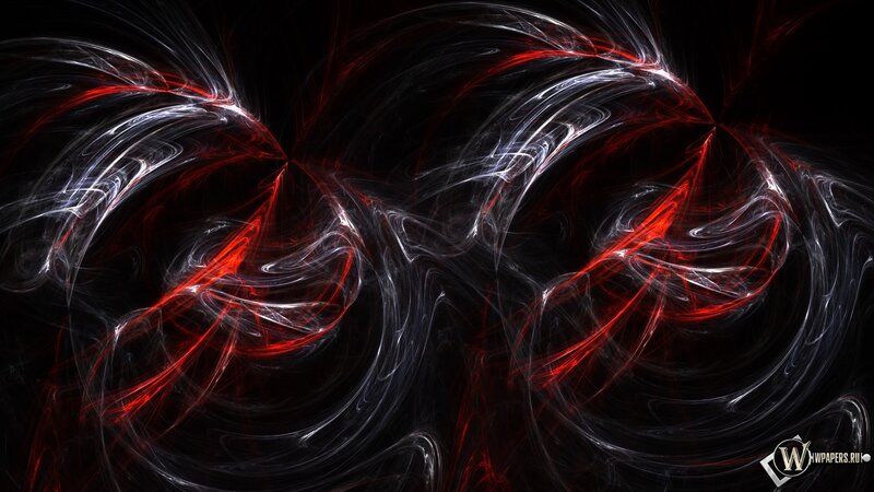 Red and White Fractal Swirls — Black