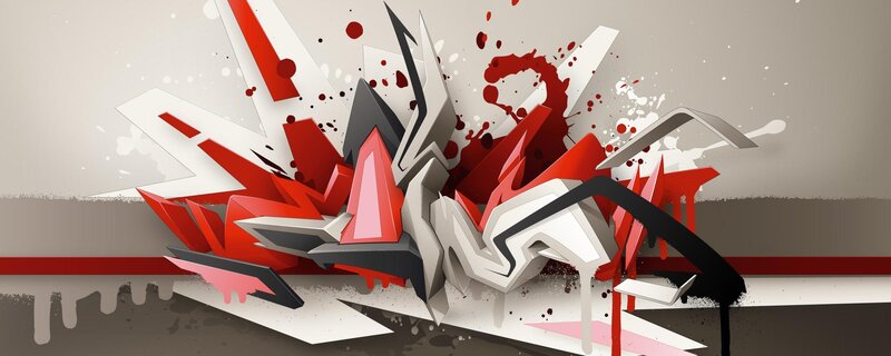 Red and White Graffiti Art — Aggressive