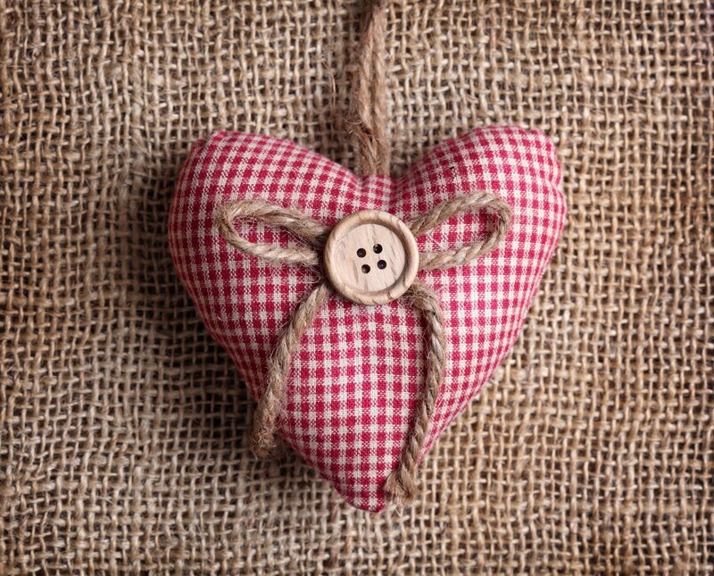 Red and White Heart — Calm, Photograph, Button, Rope