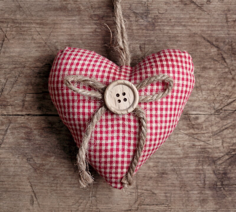 Red and White Heart — Calm, Photograph, Button