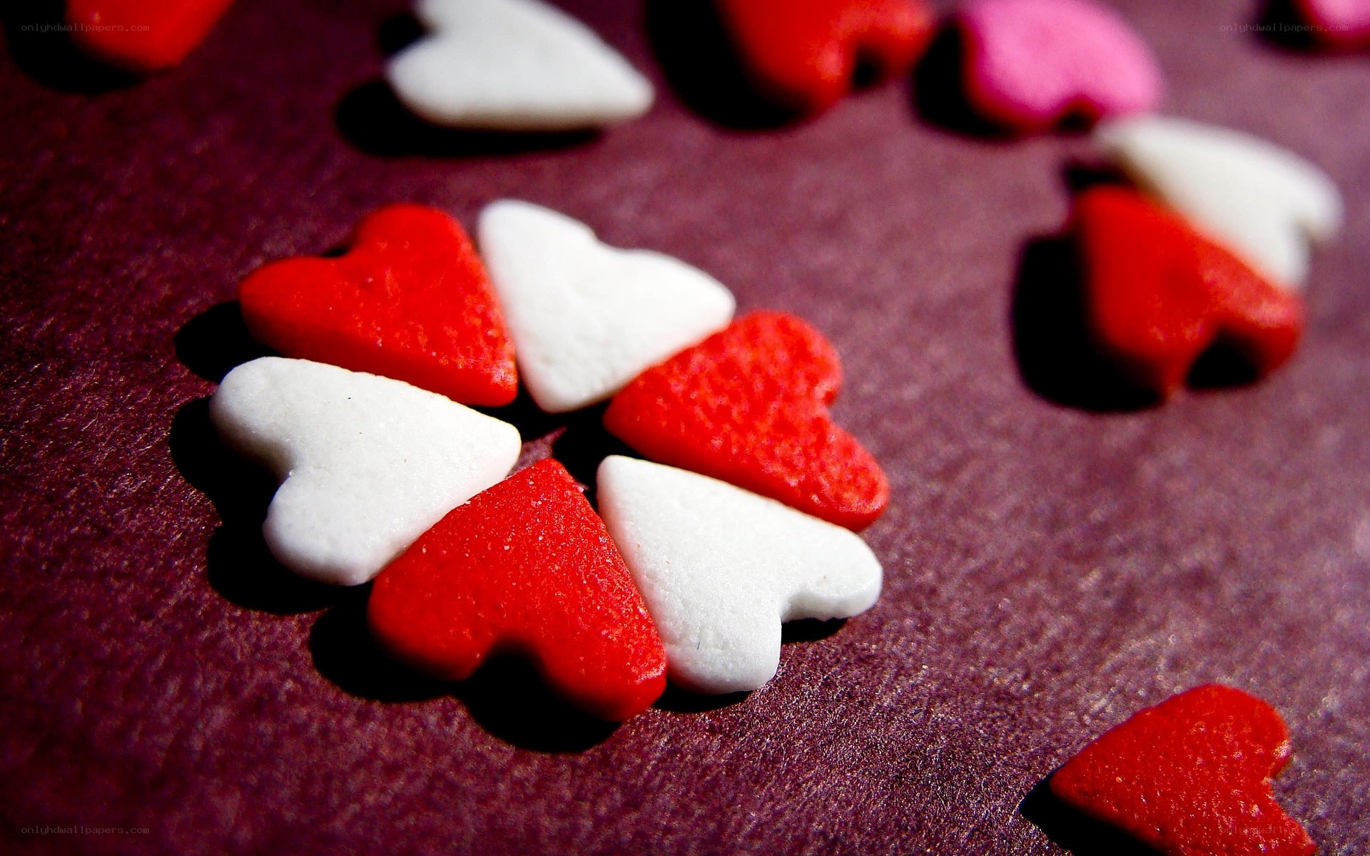 Red and white heart candies