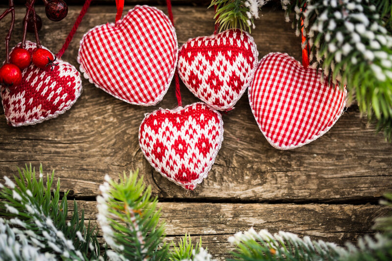 Red and White Heart Ornaments — Festive, Winter