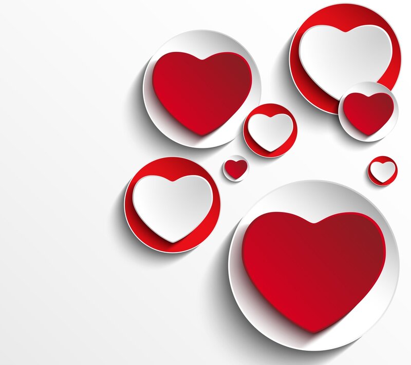 Red and White Hearts — Calm, Vector Art