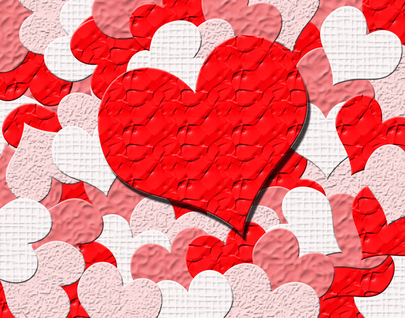 red and white hearts pattern