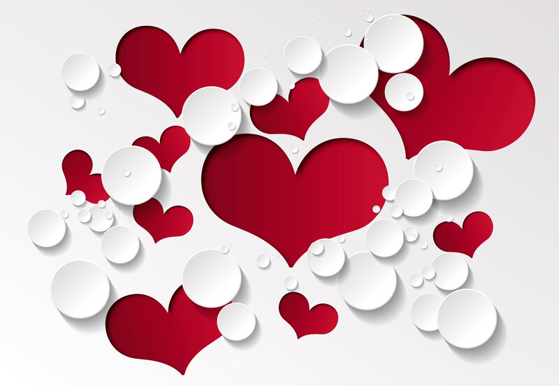 Red and White Hearts — Romantic, Vector Art