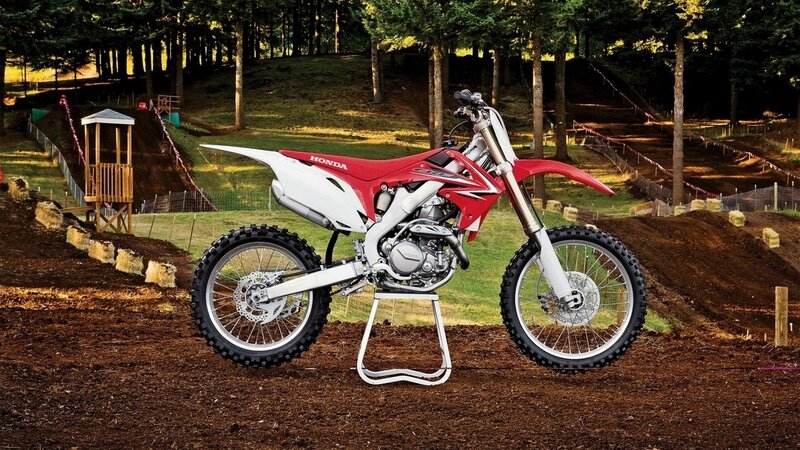 Red and white Honda dirt bike
