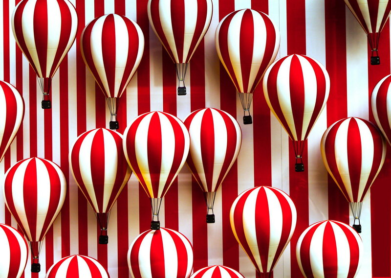 Red and White Hot Air Balloons