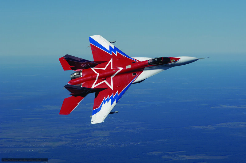 Red and White Jet Fighter — Dynamic, Afternoon, Photograph, Star