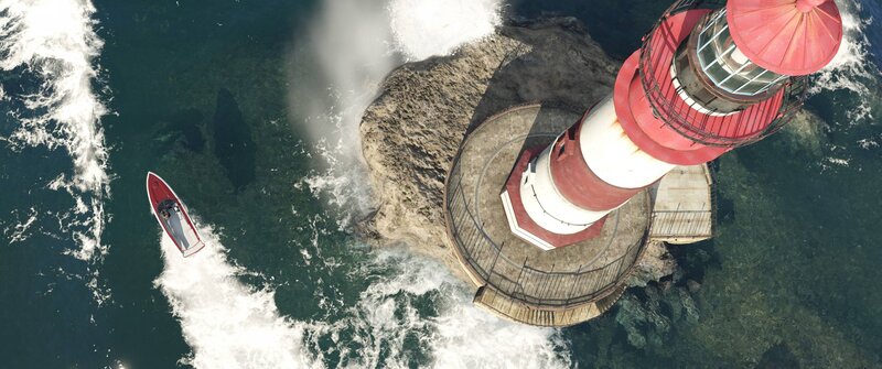 Red and White Lighthouse — Dramatic