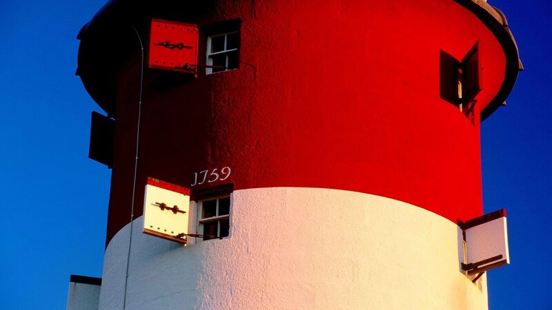 Red and white lighthouse tower