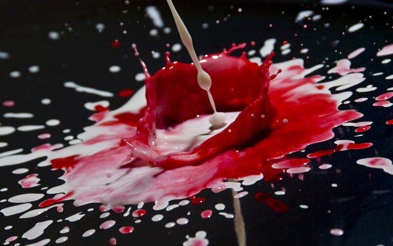 Red and white liquid splash