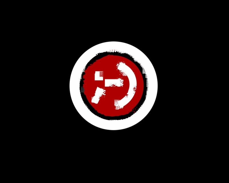 Red and White Logo — Black, Minimalist